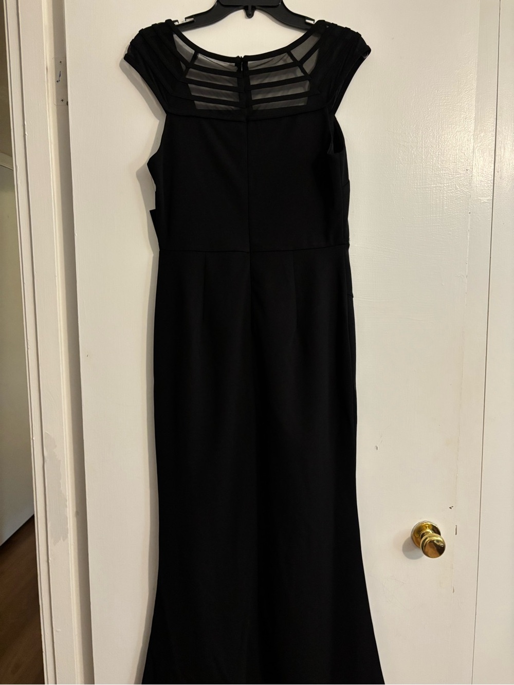 Classic Black Maxi Dress with Sheer Yoke